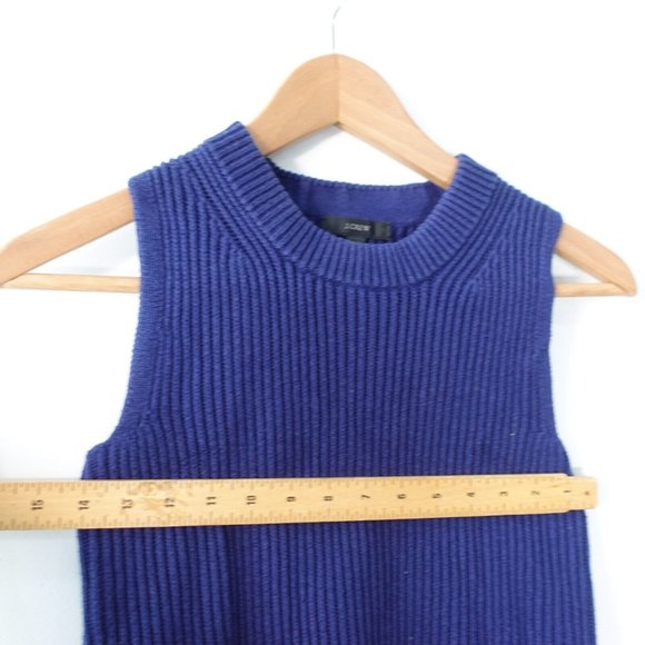 Blue Vest Sweater Womens 2XS Wool Cotton Knit Rib Casual Pullover Merino J CREW - Picture 4 of 9